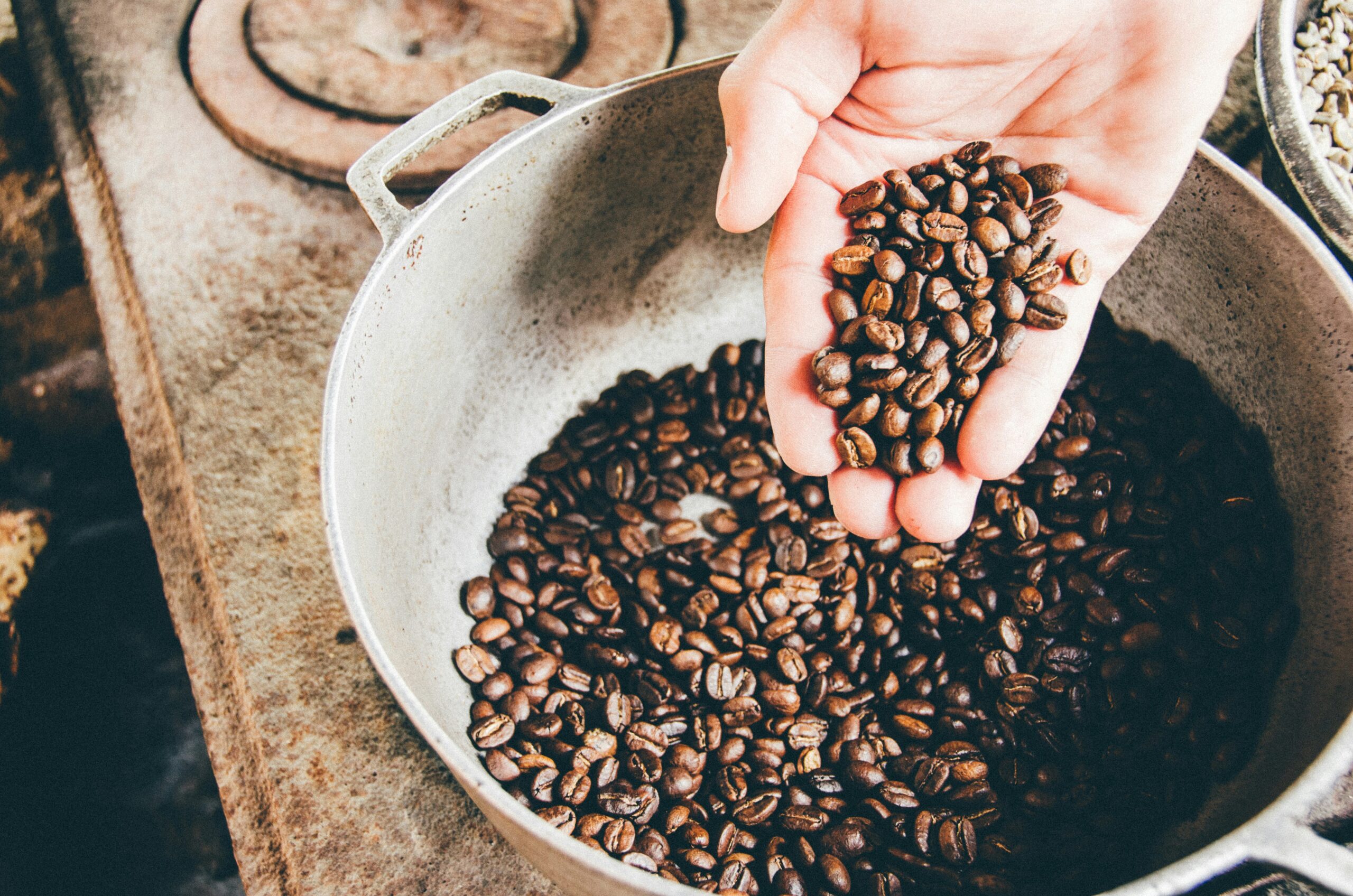 coffee beans on hand