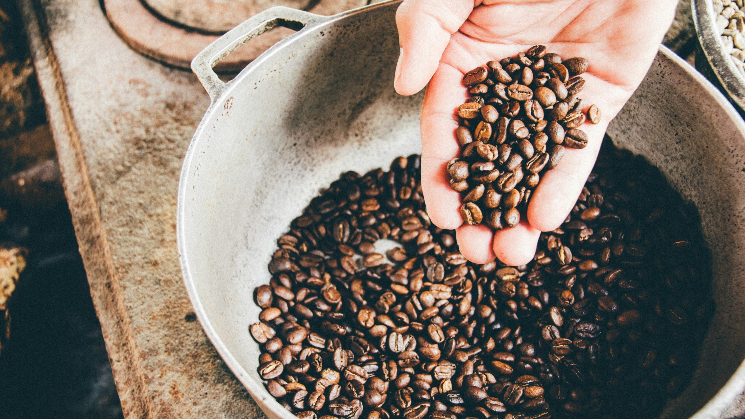 coffee beans on hand